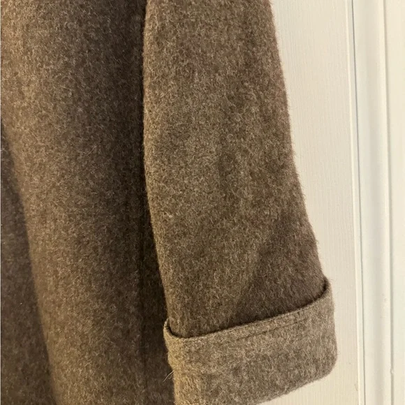 Eileen Fisher Small Alpaca / Wool Coat Jacket Brown Funnel Neck - Picture 5 of 12